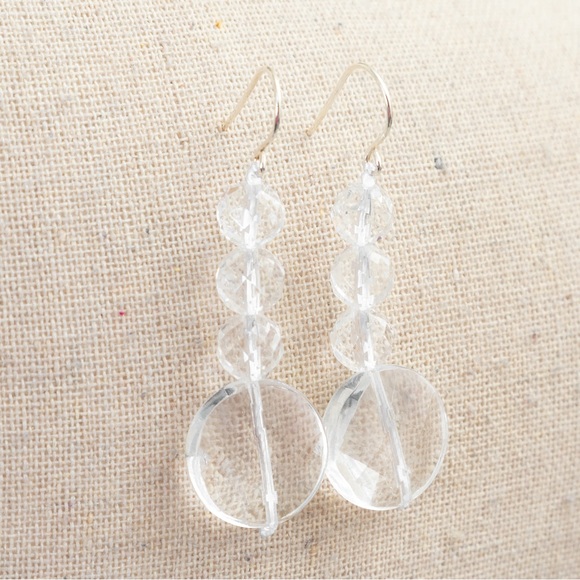 Jess David Clear By Design Quartz drop style faceted stone earrings clear quartz - Picture 4 of 11